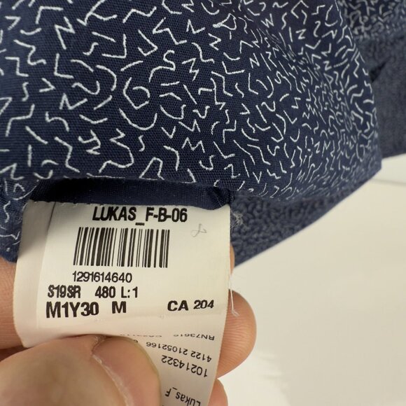 Hugo Boss Lukas Regular Fit Long Sleeves Abstract Print Navy Blue Shirt Size M - Picture 6 of 12
